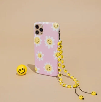 Beaded Phone Strap - Smiley Pearl